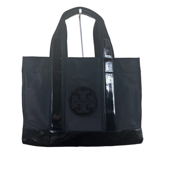 Tory Burch Tote Bag Black Patent Leather Nylon Large - Picture 4 of 16